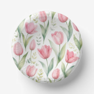 Roze Tulpen Aquarel Bloemschilderkunst Botanisch Papieren Kommen