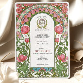  Roze Tulpen Art Nouveau bruiloft Kaart