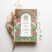  Roze Tulpen Art Nouveau bruiloft Kaart