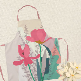 Roze Tulpen Artistieke Moderne Kleurenblokken Bloe Schort