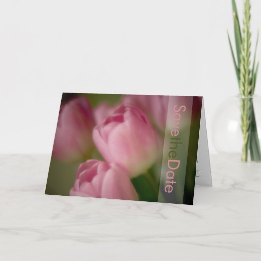 Roze Tulpen Bewaar de datum Kaart (Voorkant)