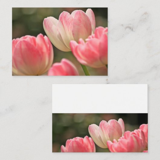  roze tulpen bloem visitekaartje (Voorkant / Achterkant)