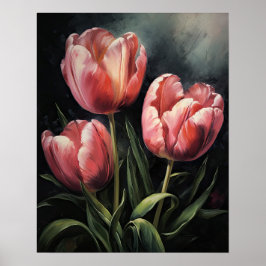 Roze Tulpen Bloemen Art Print Poster