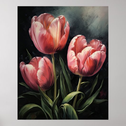 Roze Tulpen Bloemen Art Print Poster (Voorkant)