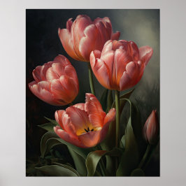 Roze Tulpen Bloemen Art Print Poster