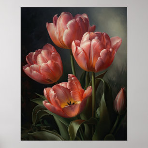 Roze Tulpen Bloemen Art Print Poster