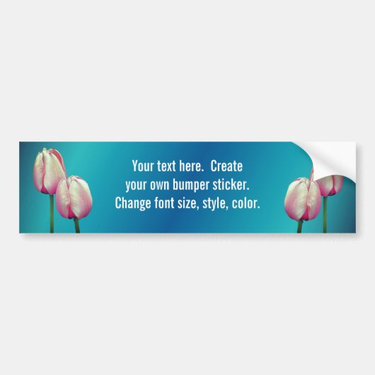 Roze tulpen bloemen gepersonaliseerd bumpersticker (Voorkant)