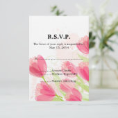 Roze Tulpen Bloemen Huwelijk RSVP (Staand voorkant)