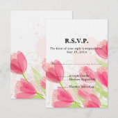 Roze Tulpen Bloemen Huwelijk RSVP (Voorkant / Achterkant)