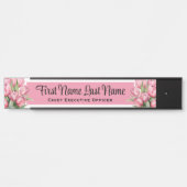 Roze Tulpen Bloemen Kantoor Deur Tekenen Naam Bord Deurbordje (Voorkant)