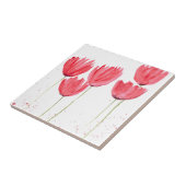 Roze tulpen bloemen keramische tegel tegeltje (Zijkant)