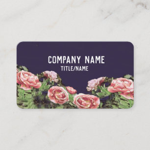 Roze Tulpen Bloemen op Navy Blue natuur Art Visitekaartje