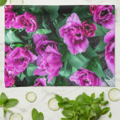 Roze tulpen bloemen theedoek (Gevouwen)