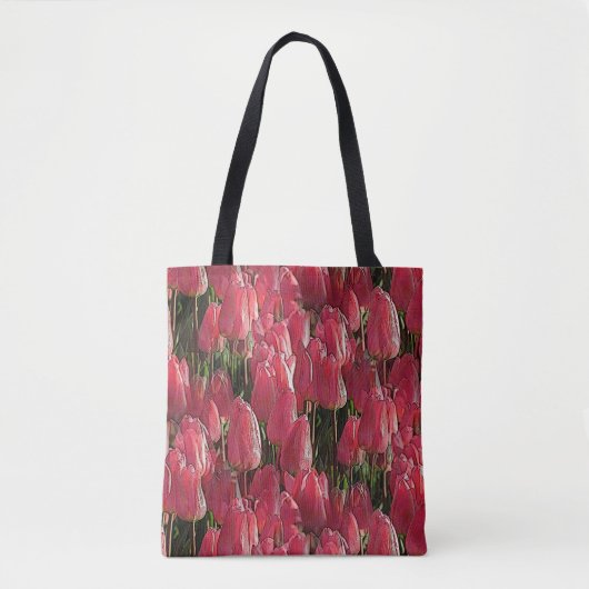 Roze Tulpen Bloemen Tote Bag (Voorkant)