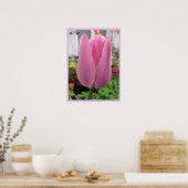 Roze Tulpen Bloemen Tuin Poster (Keuken)