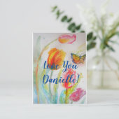 Roze Tulpen Bloemen Waterverf Briefkaart (Staand voorkant)