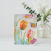 Roze Tulpen Bloemen Waterverf Briefkaart (Staand voorkant)