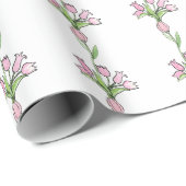 Roze Tulpen Bloemen Waterverf Cadeaupapier (Rol Hoek)