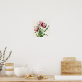 Roze Tulpen Bloemenkunst Print Poster (Keuken)