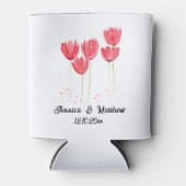 Roze Tulpen bloemenlente Rustieke bruiloften Blikjeskoeler (Voorkant)