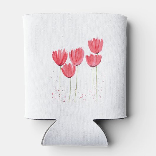 Roze Tulpen bloemenlente Rustieke bruiloften Blikjeskoeler (Achterkant)