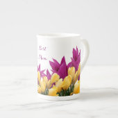  roze tulpen bloemig stijlvol elegant beste moeder porselein kop (Voorkant rechts)