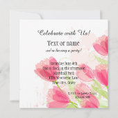 Roze Tulpen Bloemige Verjaardag Kaart (Achterkant)