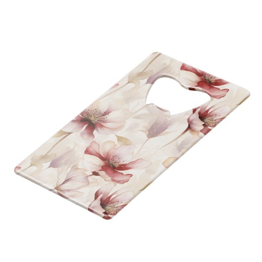 Roze Tulpen Bloemrijke Bruiloft Feest Creditkaart Flessenopener (Achterkant Gekanteld)