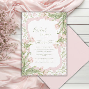 Roze tulpen bloemrijke elegante vintage bruids dou kaart