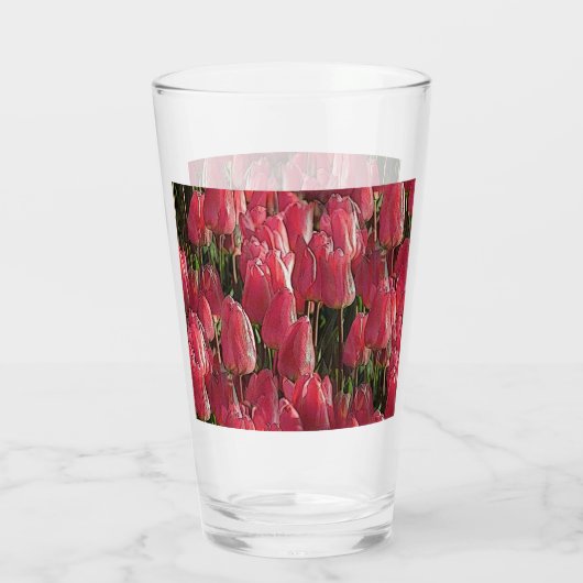 Roze Tulpen Bloemstuk Glas (Achterkant)