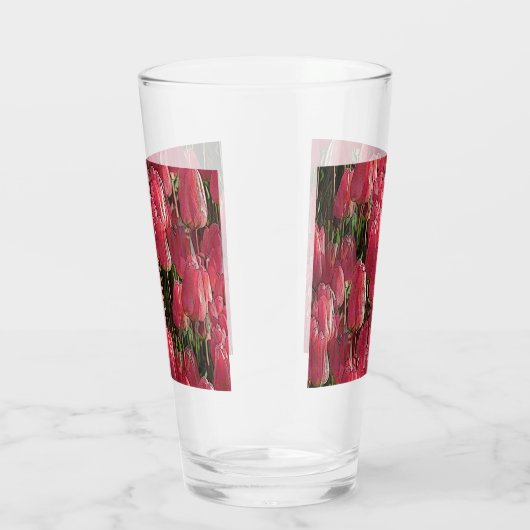 Roze Tulpen Bloemstuk Glas (Rechts)