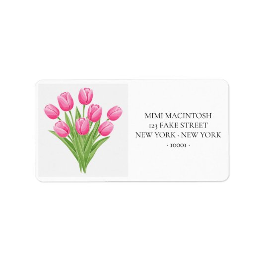 Roze Tulpen Boeket Adreslabels Etiket (Voorkant)