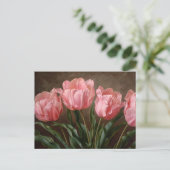 Roze Tulpen Botanische Olieverfschilderij Briefkaart (Staand voorkant)