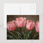 Roze Tulpen Botanische Olieverfschilderij Briefkaart (Voorkant / Achterkant)