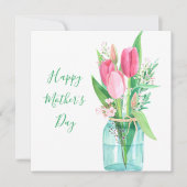  roze tulpen Bouquet Moederdag Kaart (Voorkant)