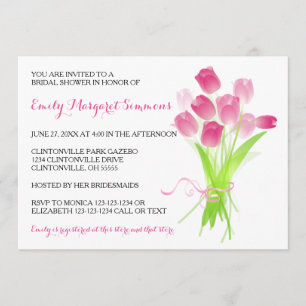 Roze Tulpen - Bridal Shower-uitnodiging Kaart