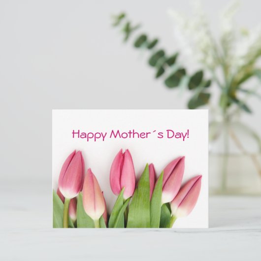 Roze tulpen briefkaart (Staand voorkant)