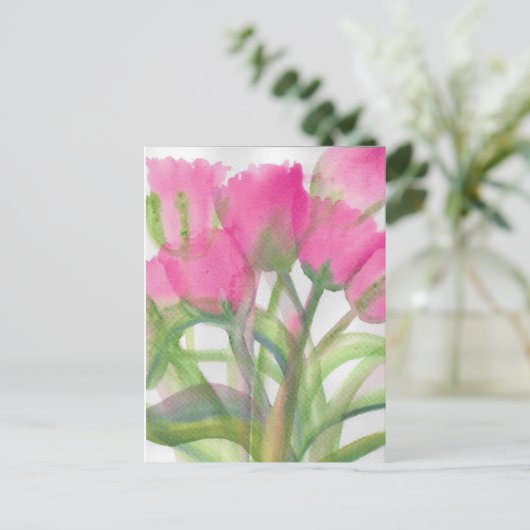 Roze tulpen briefkaart (Staand voorkant)