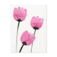 Roze Tulpen Briefkaart, Waterverf Bloemen Schilder