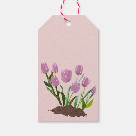 Roze tulpen cadeaulabel (Voorkant)