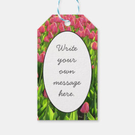 Roze tulpen cadeaulabel