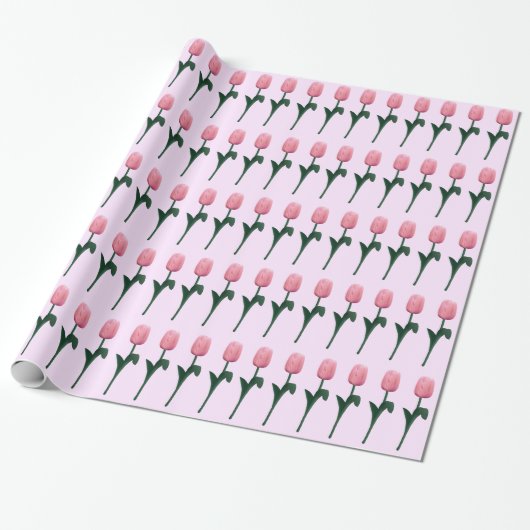 Roze tulpen cadeaupapier (Uitgerold)