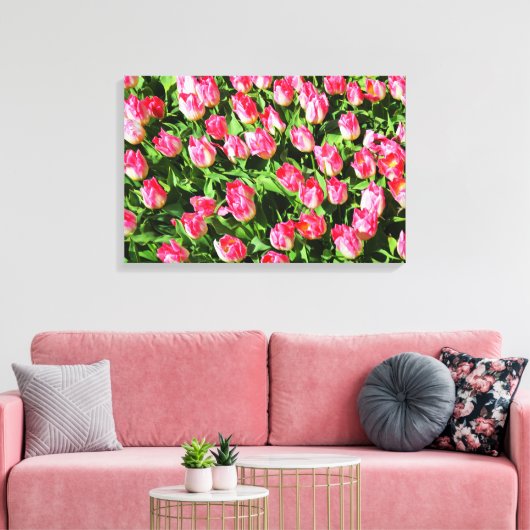 Roze tulpen canvas afdruk (Insitu (Woonkamer))