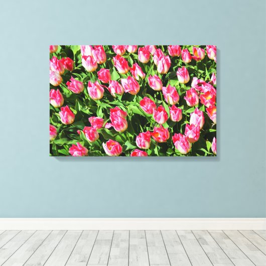 Roze tulpen canvas afdruk (Insitu (Houten vloer))