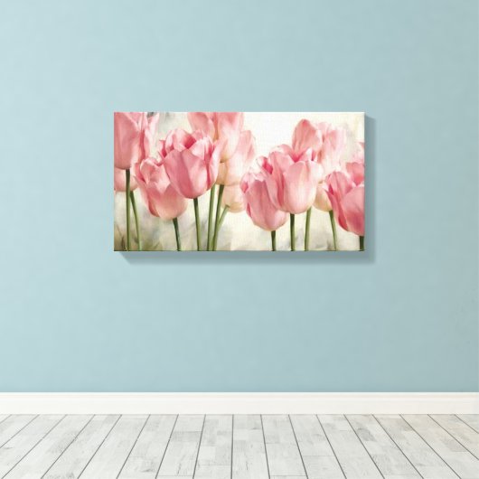 Roze tulpen canvas afdruk (Insitu (Houten vloer))