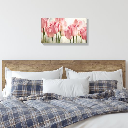 Roze tulpen canvas afdruk (Insitu (Slaapkamer))