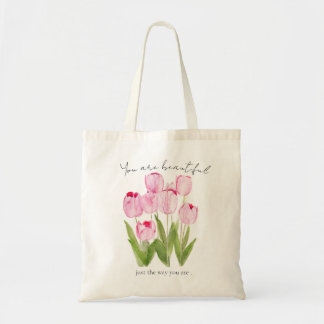 Roze tulpen canvas tas
