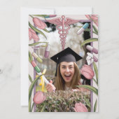 Roze Tulpen & Capsules Nurse Afstuderen uitnodigin Bedankkaart (Achterkant)