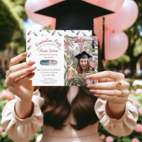 Roze Tulpen & Capsules Nurse Afstuderen uitnodigin