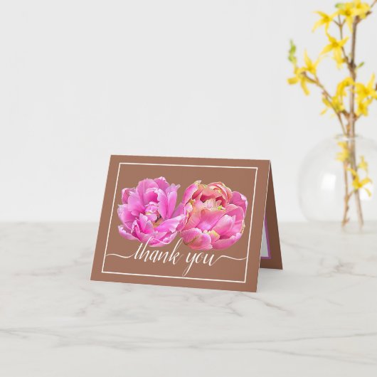  Roze Tulpen Chic Bloemen Boeket Dank u Kaart (Gele Bloem)